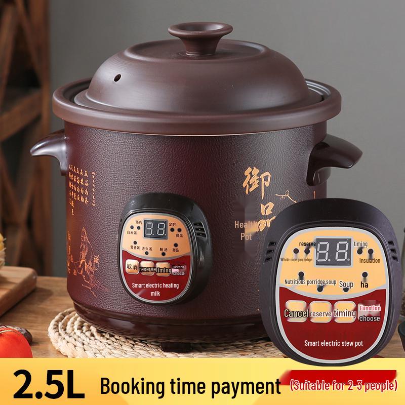 In Stock Fully Automatic Electric Stew Pot: 2.5-6L Ceramic Multi-functional Clay Pot for Soups, Porridge, and Health Cooking