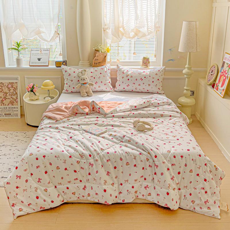 Dwuwarstwowa bawełniana letnia kołdra z włóknem sojowym – nadająca się do prania w pralce, chłodząca, z motywem kreskówkowym