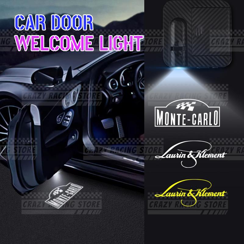 DAYB7 1/2PCS For Monte Carlo L&K Logo LED Courtesy Lamp Car Door Welcome Light Ghost Shadow Light For Skoda Superb Octavia Kodiaq VRS