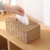 Creative Imitation Rattan Woven Tissue Box Large Capacity Vintage Napkin Holder Tissue Storage Organizer Office