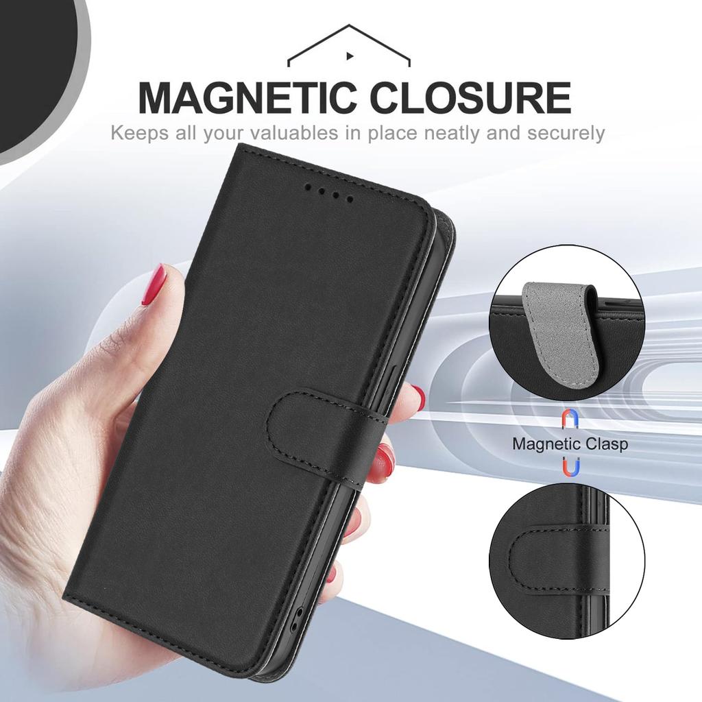 For iPhone 17 Leather Case Solid Color Phone Cover with Wallet