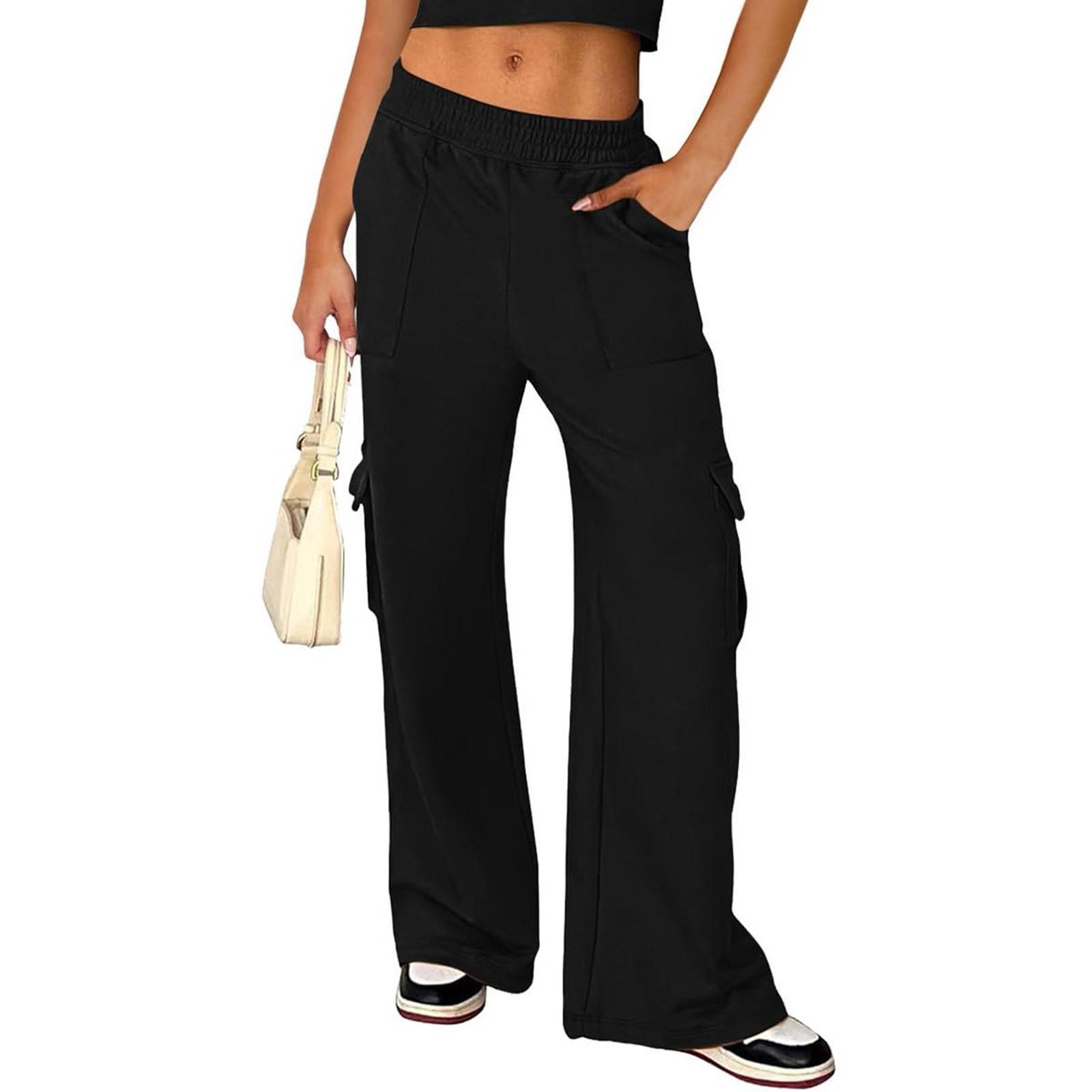 

Women s Winter Sweatpants Solid Color Casual Pants Women s Fleece Sweatpants Wide Leg Straight Pants L