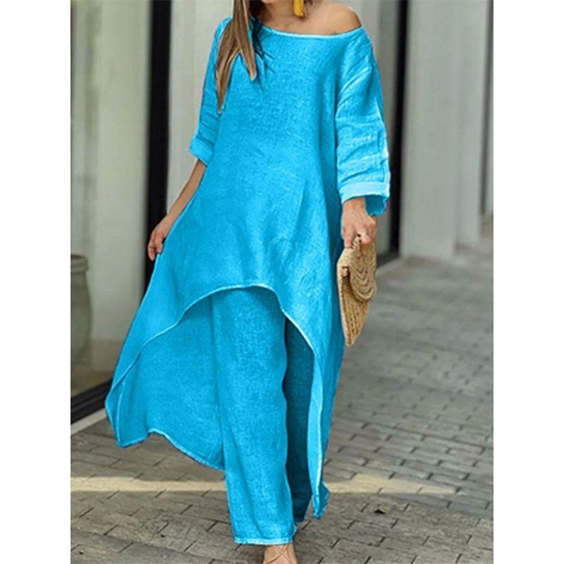 Irregular Long-Sleeve Wide-Leg Pantsuit Irregular Long Sleeve Loose Pants Suit