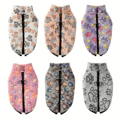 Autumn Winter Dog Clothes For Small Medium Dogs Cat Soft Fleece Paw Print Zipper Jacket Coat Chihuahua Yorkies Costume Clothing