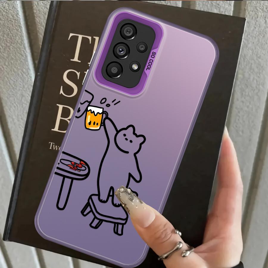 Funny Cat Clear Couple Paired Back Phone Cover Case for Samsung Galaxy A54 A72 A51 A52 A04 A05 A71 A03 A06 A07 A50 A10 A20 A56