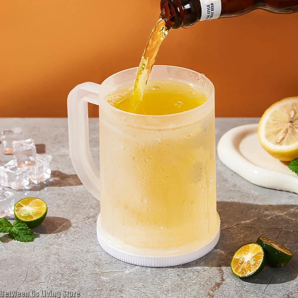 Tasse à Glace Double Couche Congélation Rapide Tasse à Bière Verres Transparents Sans Fuite Sans Dilution pour l'Été Chaud Maison