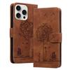 Wrist Strap 3D Emboss Flower Cat Leather Phone Wallet Case Book Kickstand For iPhone 16 15 Pro Samsung Redmi Google Oppo Magnetic Card Slot Flip Cover