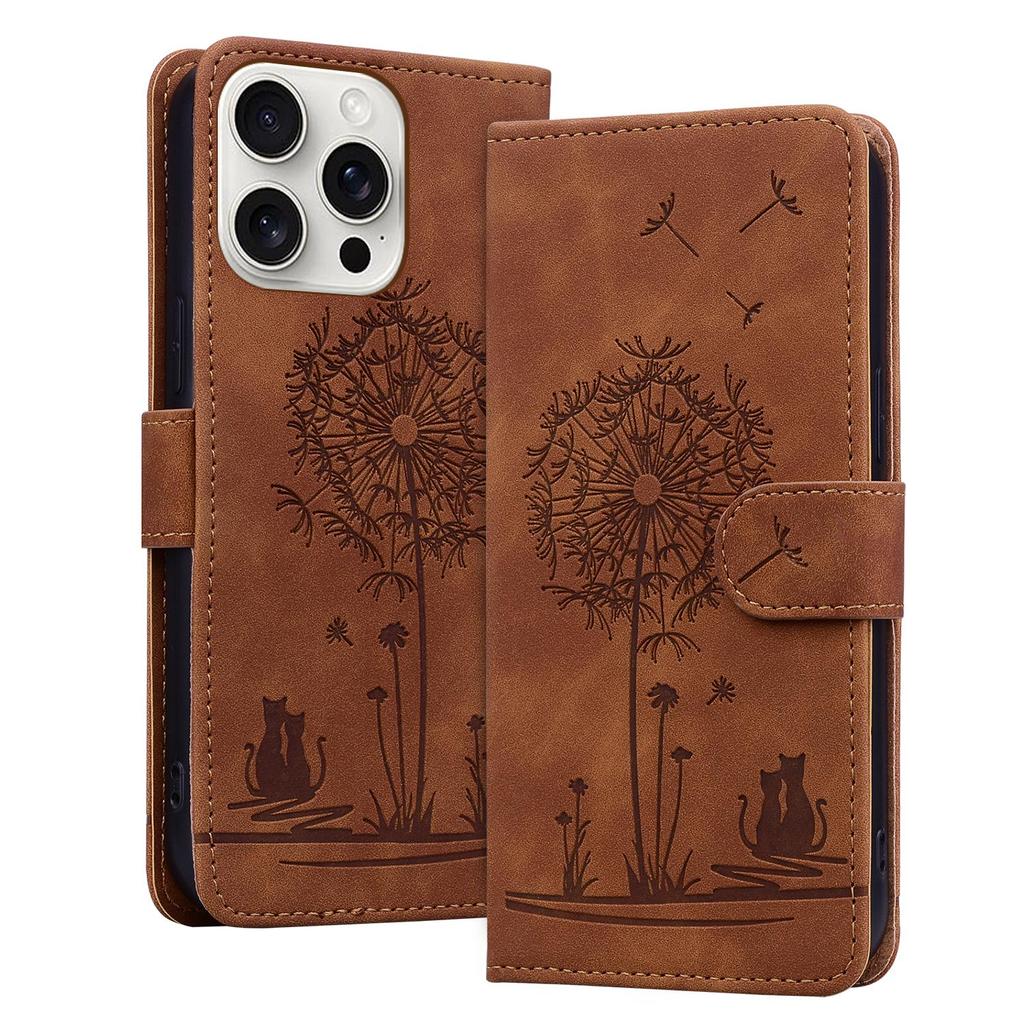 Wrist Strap 3D Emboss Flower Cat Leather Phone Wallet Case Book Kickstand For iPhone 16 15 Pro Samsung Redmi Google Oppo Magnetic Card Slot Flip Cover