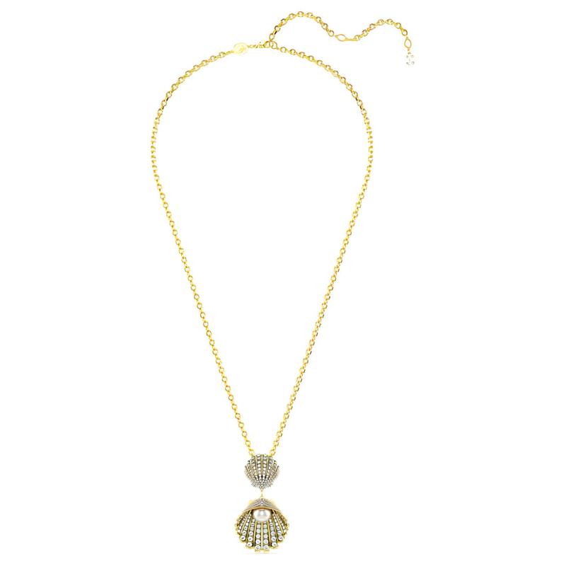 Swarovski Idyllia Pendant with Two Shells Crystal Necklace Women's Gold 5689197