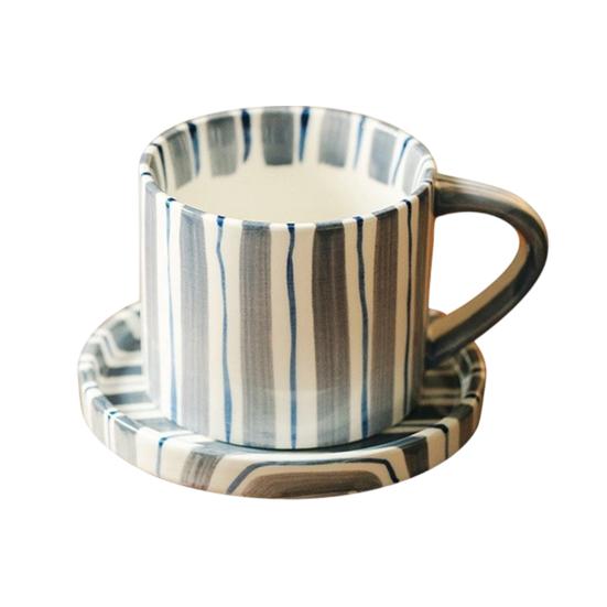 Vintage Ceramic Coffee Mug & Saucer Set Handled Microwave Dishwasher Safe Espresso Cups Gift for Weddings Anniversaries Bridal Shower