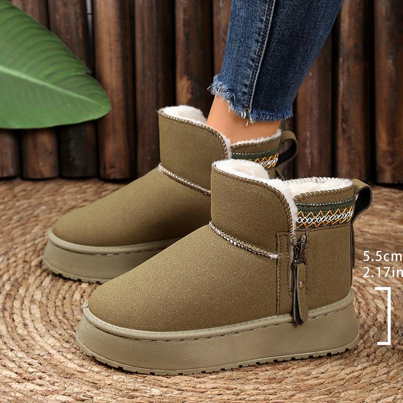 Fashion Winter Thicken Plush Snow Boots Women Side Zip Thick Sole Non Slip Cotton Padded Shoes Plus Size Comfort Platform Ankle Boots