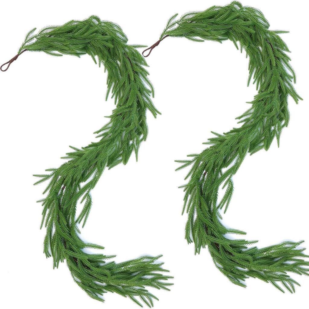Artificial PE Norfolk Pine Garland with Soft Rubber Pine Needles - Christmas Decoration Wreath Simulation