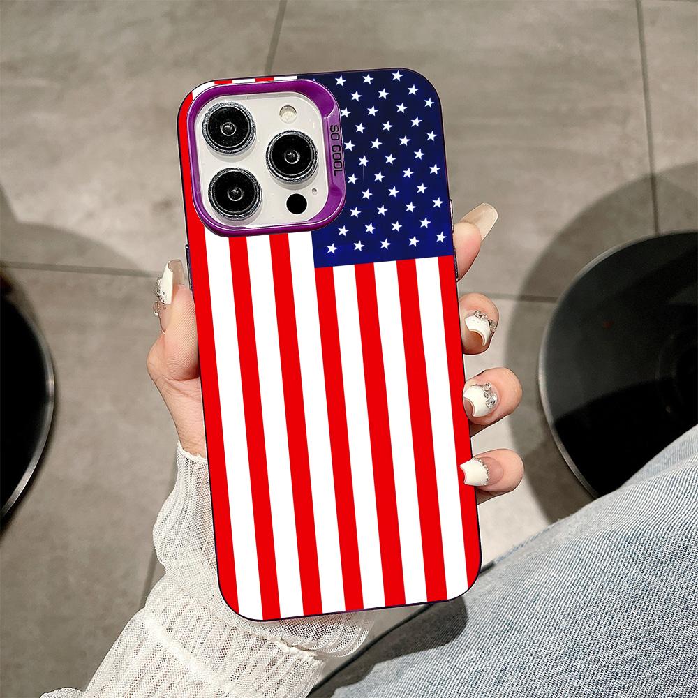 USA America Flag Purple Translucent Mobile Phone Case for iPhone 17 16 15 14 13 12 11 X XR XS Air Pro Max Plus Colorful Cover