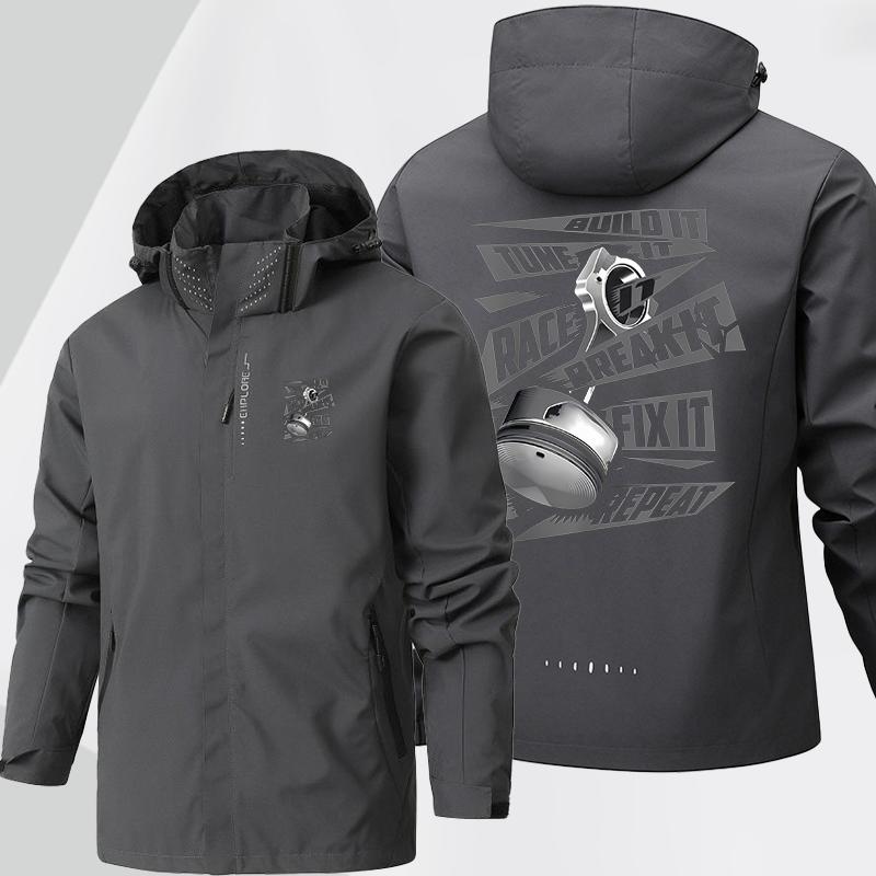 Men's outdoor jacket for autumn and winter, windproof, rainproof,multi-functional hoodsuitable for hiking and climbing printed designwaterproof jacket
