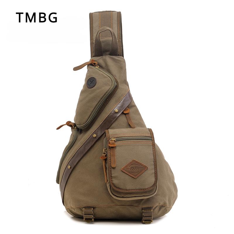 Gammeldags lerret herre brystveske stor kapasitet en skulder veske trendy høyskolestudent crossbody veske bursdagsgave til ektemann kjæreste