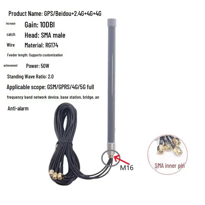 Fiberglass 3-in-1 GPS/WIFI & 4-in-1 NB4G/5G Outdoor Waterproof High-Gain Omnidirectional Antenna (IP67)
