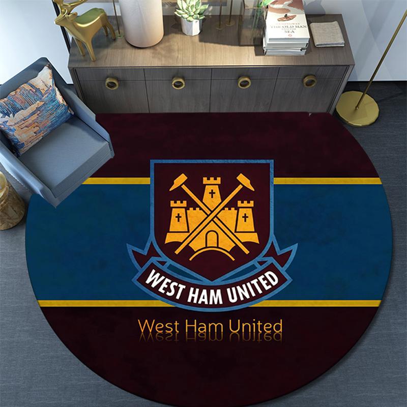 West Ham United2 Round Area Rug,Carpet Rug for Living Room Bedroom Sofa Playroom Decor,Non-slip Floor Mat