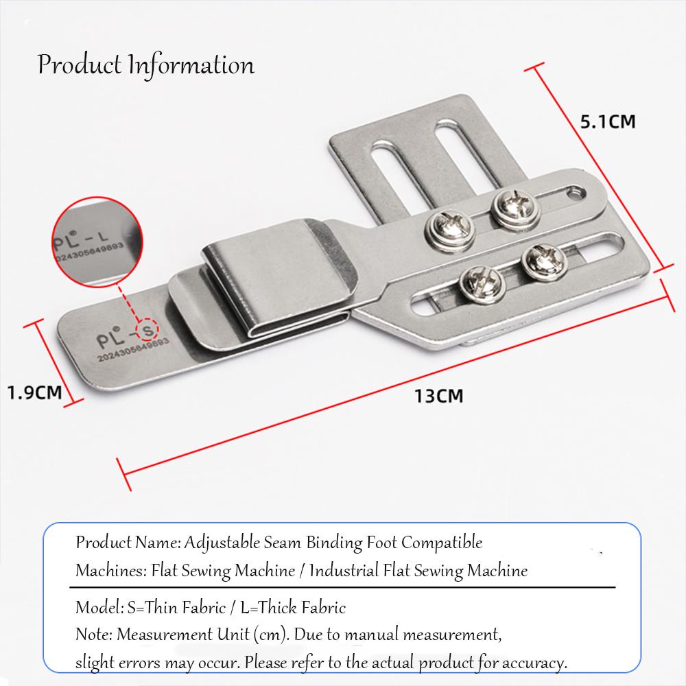 New Adjustable Felling & Topstitching Binder - Fits Light/Heavy Fabrics, Compatible with Flat Sewing Machines & Synchronized Sew