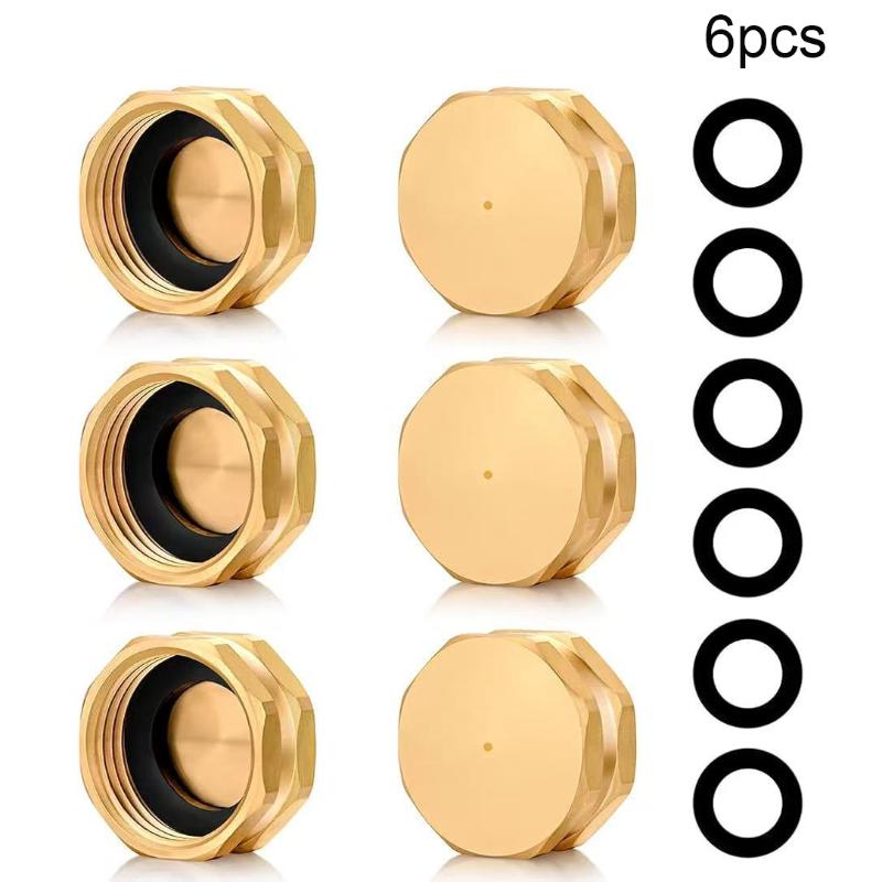 2/4/6 Adet Bahçe Hortumu Uç Kapakları Contalı Pirinç Musluk Kapağı 3/4" Dişi Diş Altıgen Uç Kapağı Vanalı Boru Bağlantı Elemanları