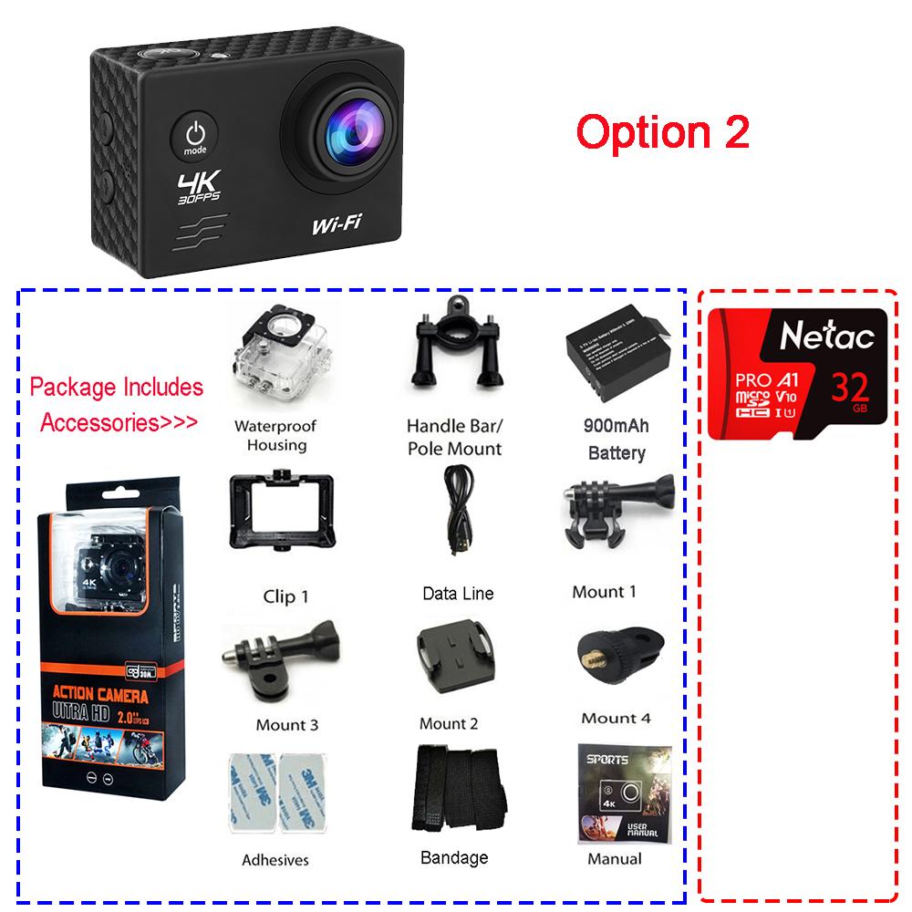 Action Outdoor Sport Camera H10 Ultra HD 4K 16MP WiFi 2.0" Screen DVR Webcam 170D Underwater 30M Waterproof Helmet Video Camera