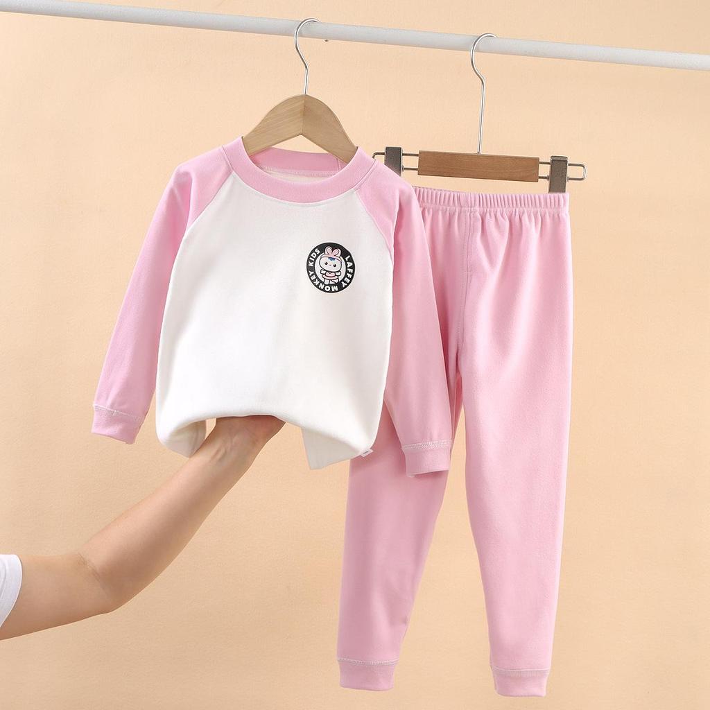 Children's Fleece Autumn Clothes & Trousers Set: Warm Underwear & Loungewear for Boys & Girls