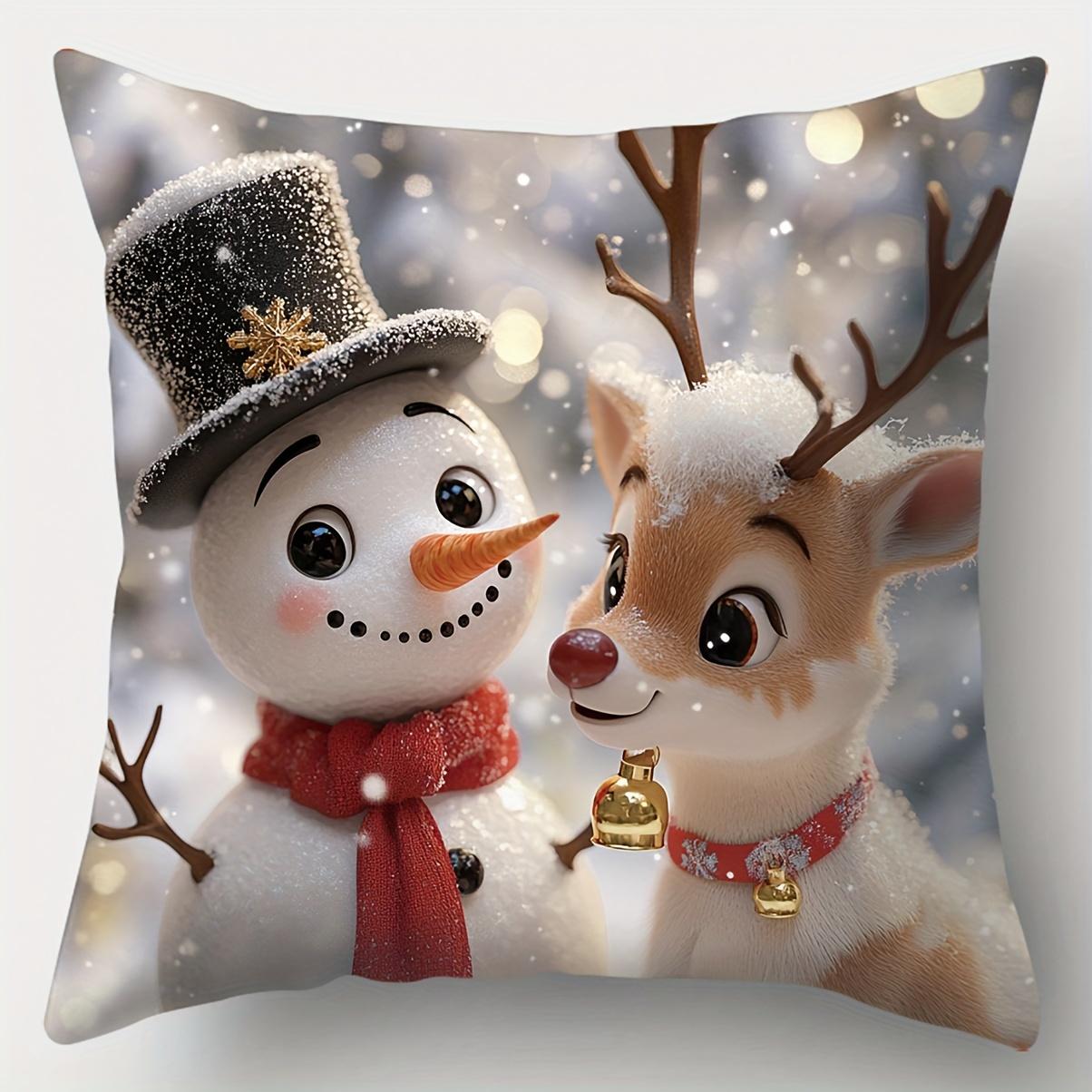 

Christmas Cushions Santa Reindeer Snowman Dwarf Designs Polyester pillowcase, sofa decorative cushion cov Headboard Pillow 45x45cm