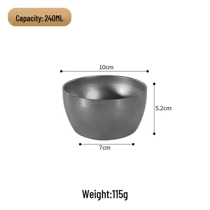 ZISIZ 304 Stainless Steel Double-Layer Kids Rice Bowl, Retro 10cm