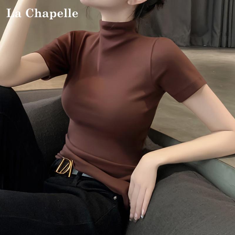 La Chapelle Women s Slim Fit Semi-High Collar Short Sleeve T-Shirt S