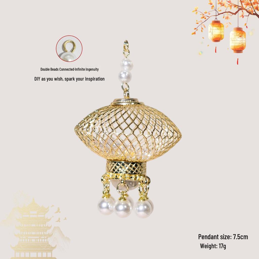 Luminous DIY Palace Lantern Fan Pendant Magnet Keychain Ornament - Ancient Style Accessory
