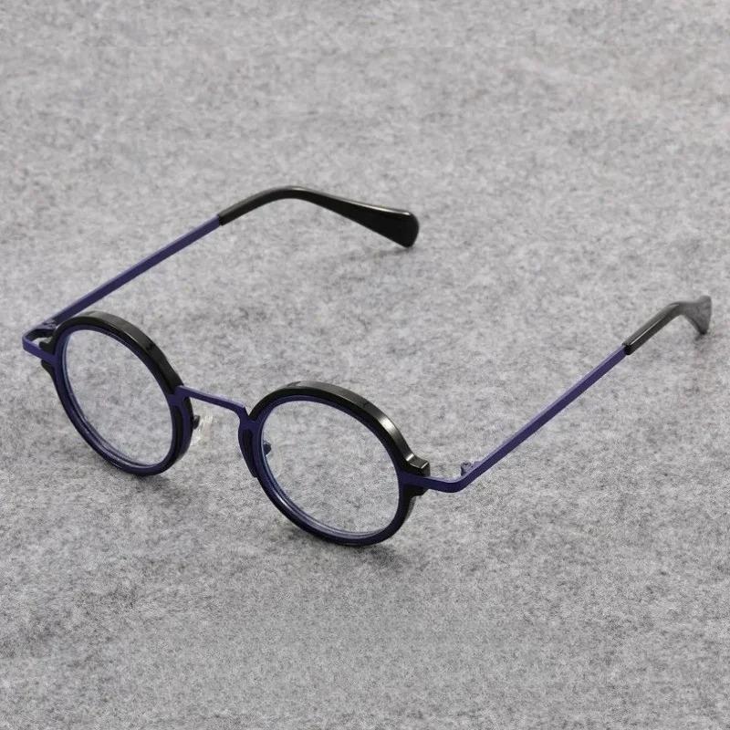 Neutral Retro Round Optical Glasses with High-definition Transparent Lenses Men's High-definition Anti-blue Light Flat Glasses