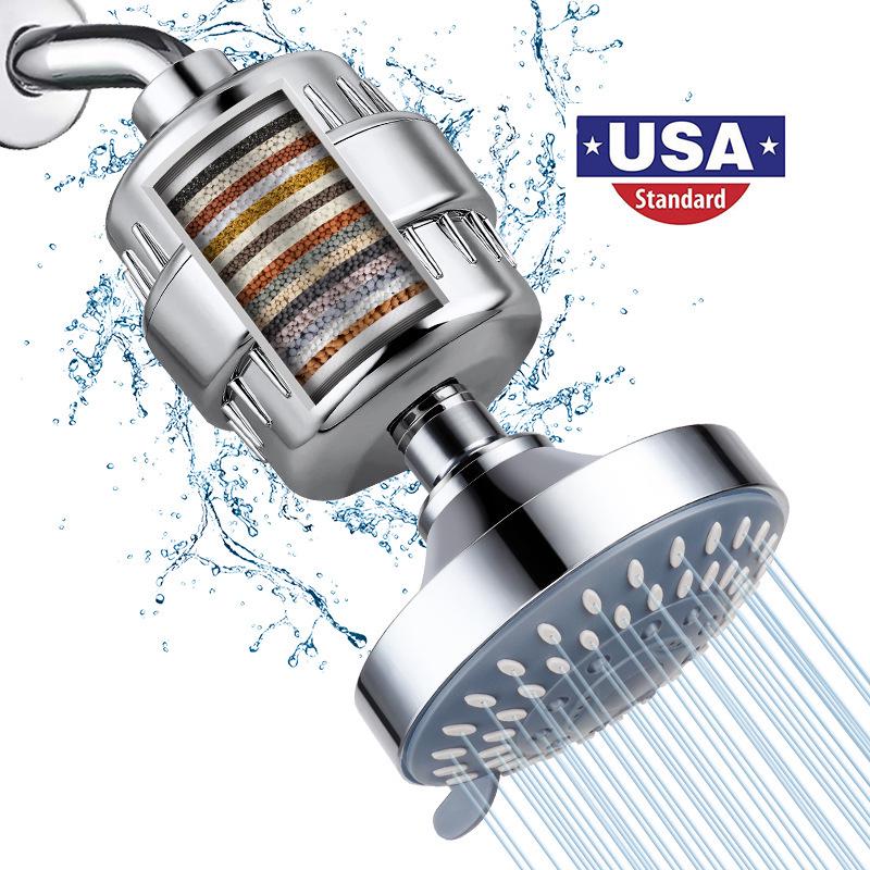 High-Flow 15-Stage Shower Filter: Removes Residual Chlorine & Beautifies Skin with 20-Layer Filter