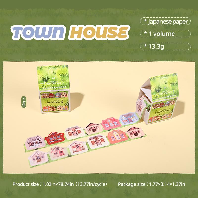 Small Size Pattern Tape Boxed Cat Coffee Fruit House Creative Hand Account Collage Material DIY Decorative Tape Can Write Tape