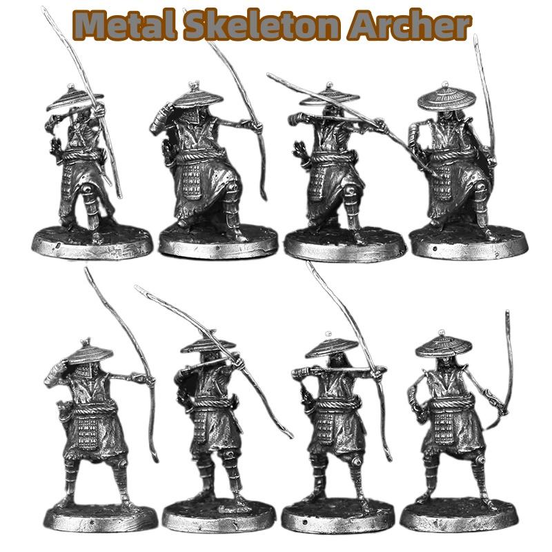 Metal Skeleton Archer Ghost Samurai Mini Tabletop Game Figurine Car Interior Decor Desktop Ornament Collectible Model Toy Gift