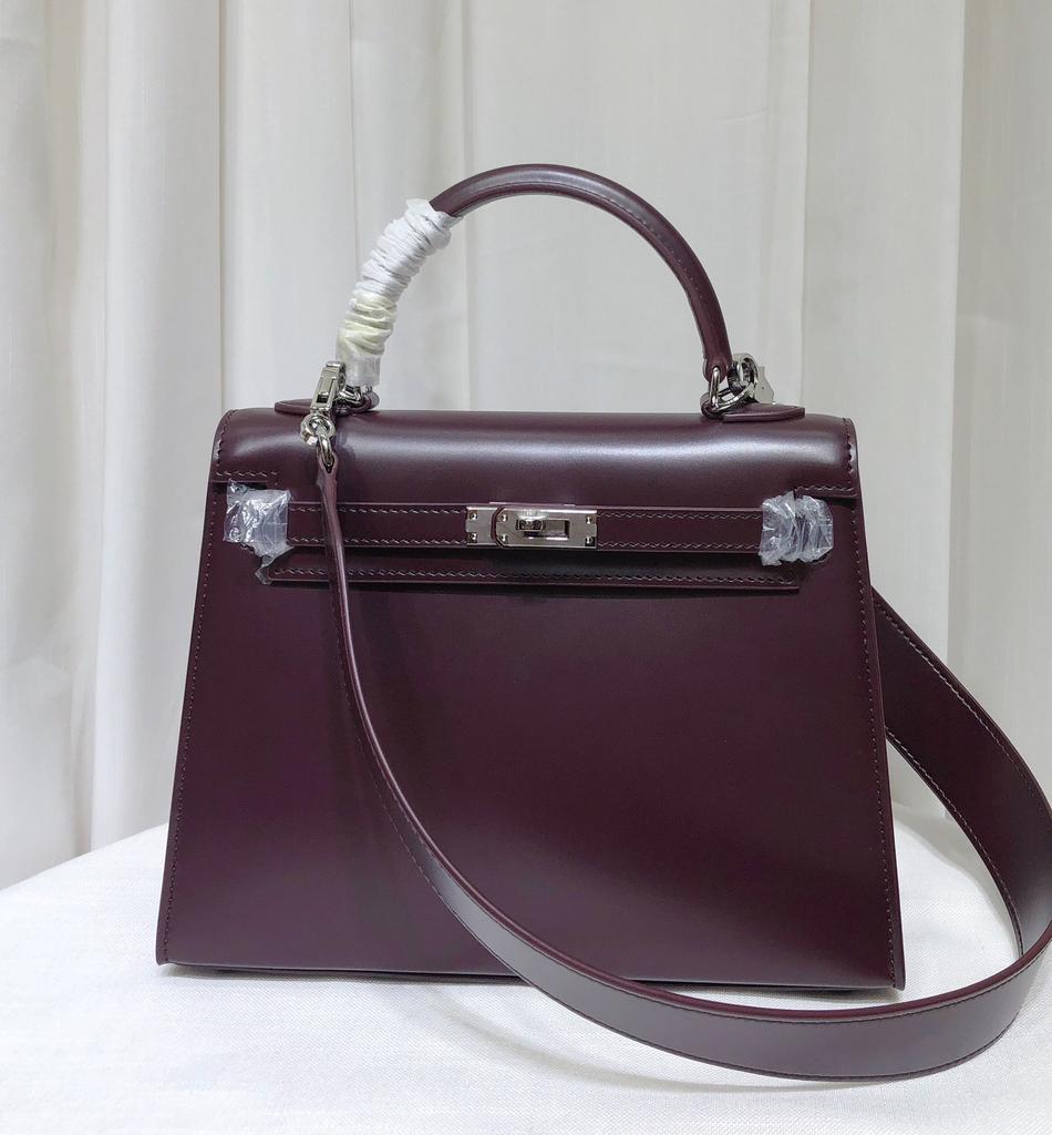 Haute couture version first layer box cowhide second generation Keli bag genuine leather women's bag commuter handbag shoulder messenger bag