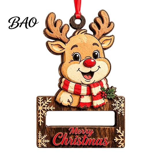 Wooden Money Clip Ornament Christmas Holder Ornament, Cash Gift Tree Hanging Decoration, Acrylic Display Storage Merry Pendant for Holiday Party Decor
