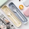 3Pcs/Set Portable Tableware Set Plastic Cutlery Sets Fork Spoon Chopsticks Suit Eco-friendly Reusable Travel Flatware With Box