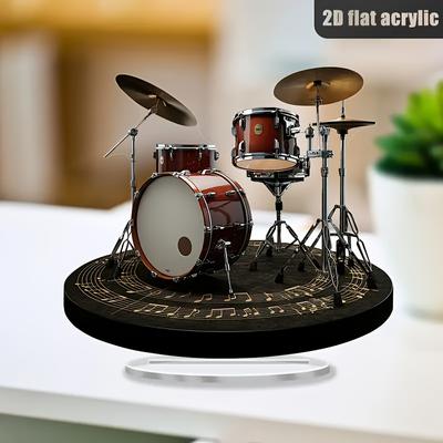 1 Classic Acrylic Drum Set Desktop Decoration - Double-sided Music-themed Jewelry, Suitable for Home, Office, Bedroom, Cafe