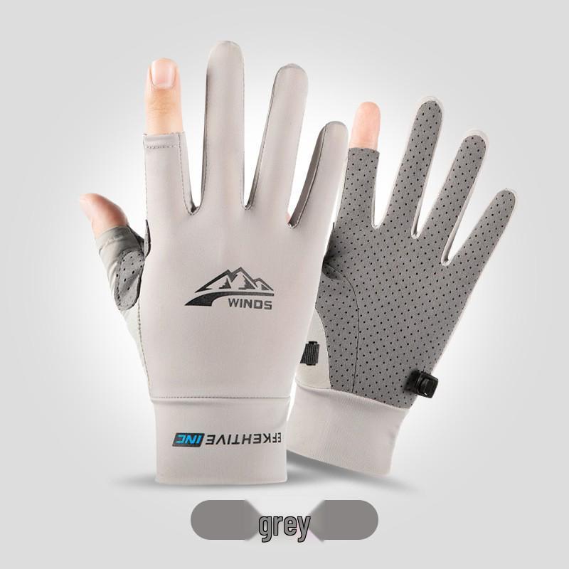 Breathable Summer Two-Finger Fishing Gloves - Unisex, Thin, Anti-Slip, for Outdoor Activities