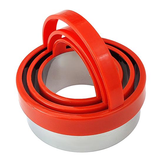 3Pcs Stainless Steel Cookie Cutter with Handles Heart Star Plum Blossom Circle Shapes DIY Baking Molds for Fondant Cookies Cake Decorating Tools