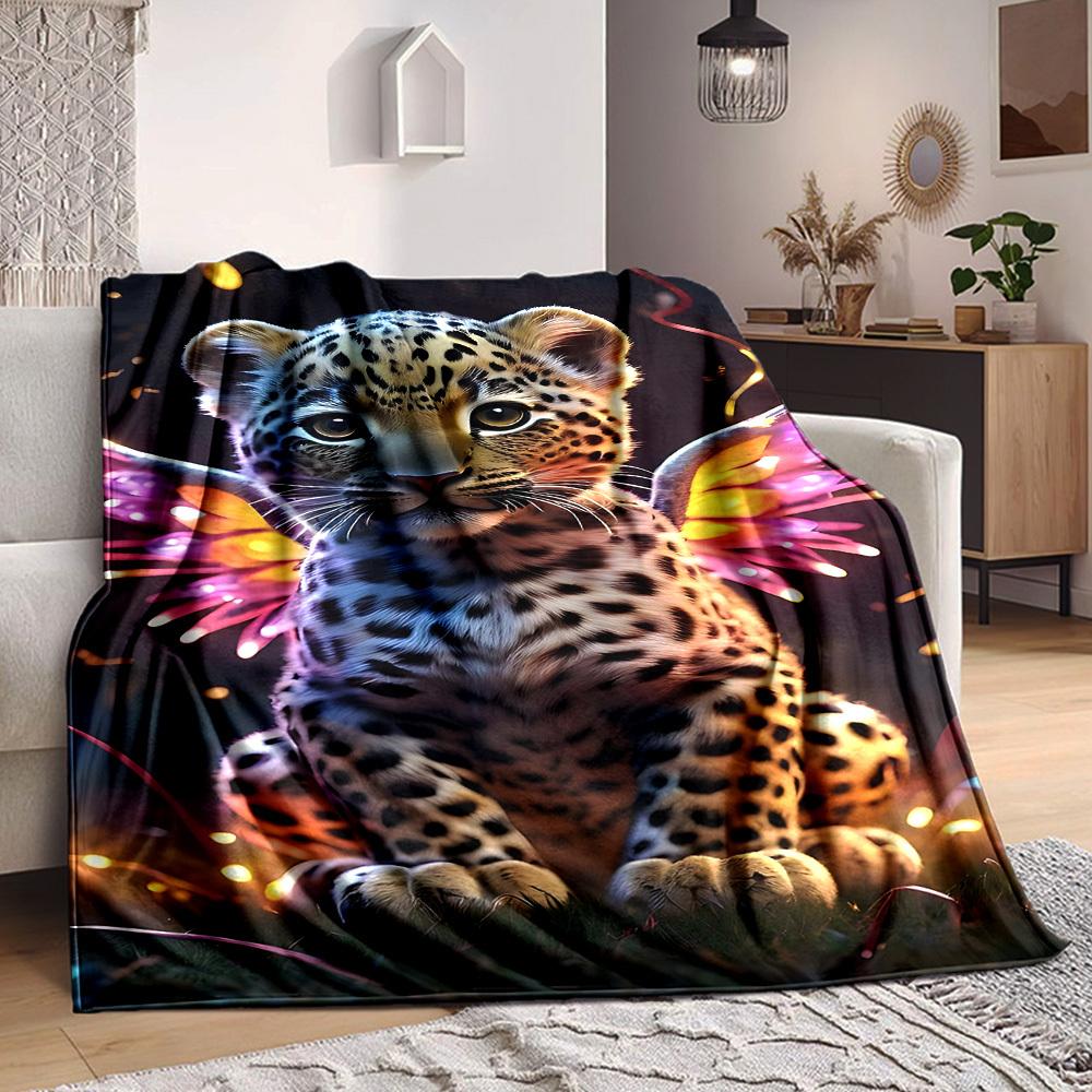 

1PC Leopard Print Wings Blanket, Throw For Sofa, Bed, Travel, Camping, Livingroom, And Bed, Printing Blanket With Soft And Warm Fabric yy250918193 100x150cm