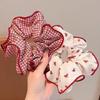Red Sweet Polka Dot High Elasticity Scrunchie – Gentle Hair Tie for Students