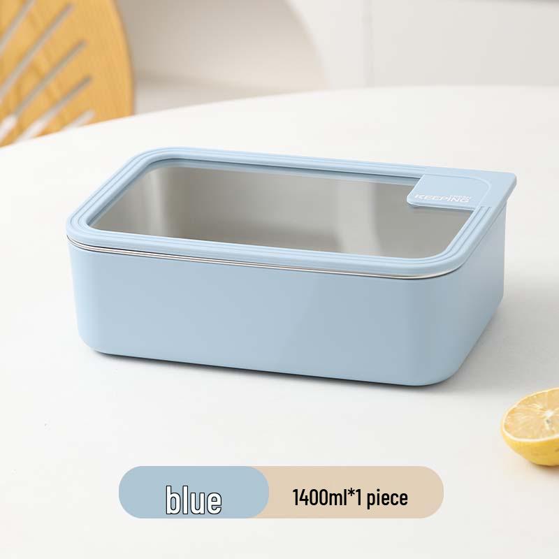Korean Stainless Steel & Glass Airtight Lunch Box, Square Bento Food Container for Students