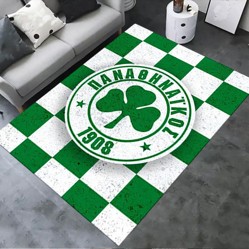 2026 NEUER Panathinaikos Fußball Teppich für Wohnzimmer Schlafzimmer Zuhause Sofa Dekoration, Kinder Spiel rutschfeste Bodenmatte