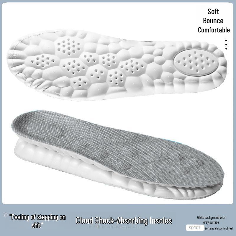 4D Cloud Sports Insoles: Shock-Absorbing, Deodorizing, Breathable, Sweat-Absorbing, Soft, Pain-Relief, High-Elastic Military Training Insoles.