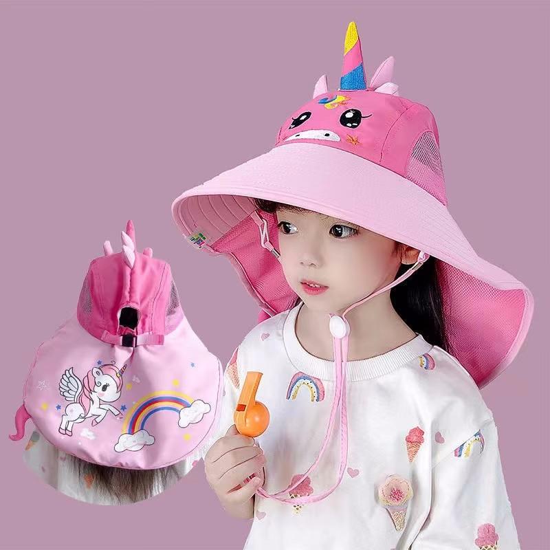 Summer Baby Bucket Hat 360° Wide Brim UV Protection Boys Girls Cap Children Panama Outdoor Beach Sun Hats Cartoon Fisherman Caps