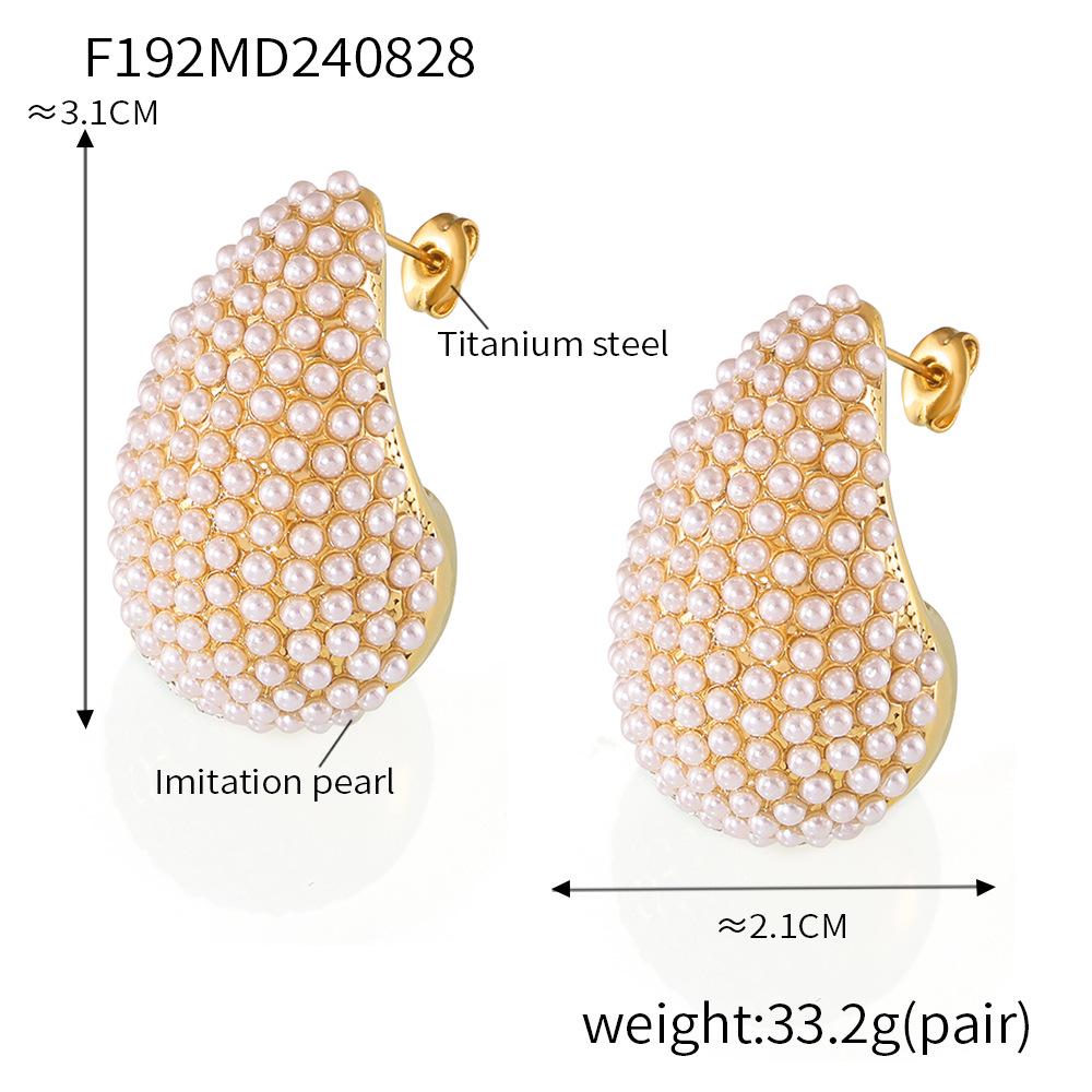 

Элегантные серьги-капли из титановой стали с покрытием из 18-каратного золота и инкрустированными бриллиантами - шикарный европейский и американский стиль для женщин.
