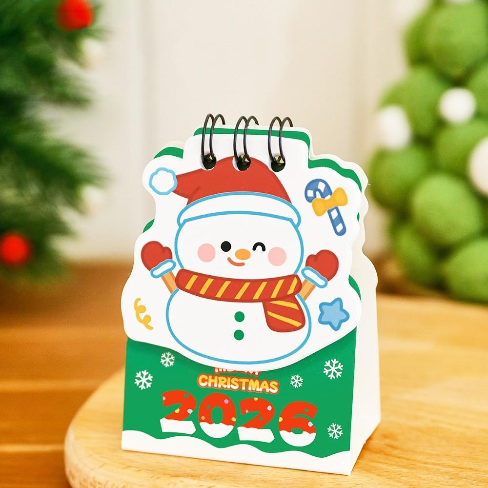 Simple Mini 2026 Desk Calendar Coil Binding Cartoon Desktop Calendar Santa Claus Schedule Planner Desktop Decoration