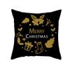 New Black Hot Stamping Christmas Pillow Cover Golden Elk Christmas Tree Sofa Cushion Cover Home