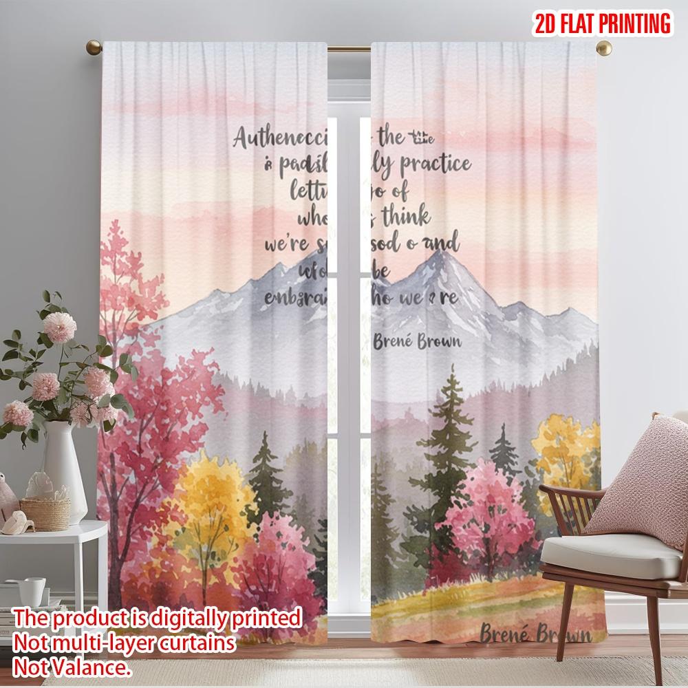 

2pcs 2D flat printing Scene Curtains Mountain Forest Authenticity Embrace Polyester Without Electricity Festive Curtains Perfect 52.50×116.00 CM 2pcs