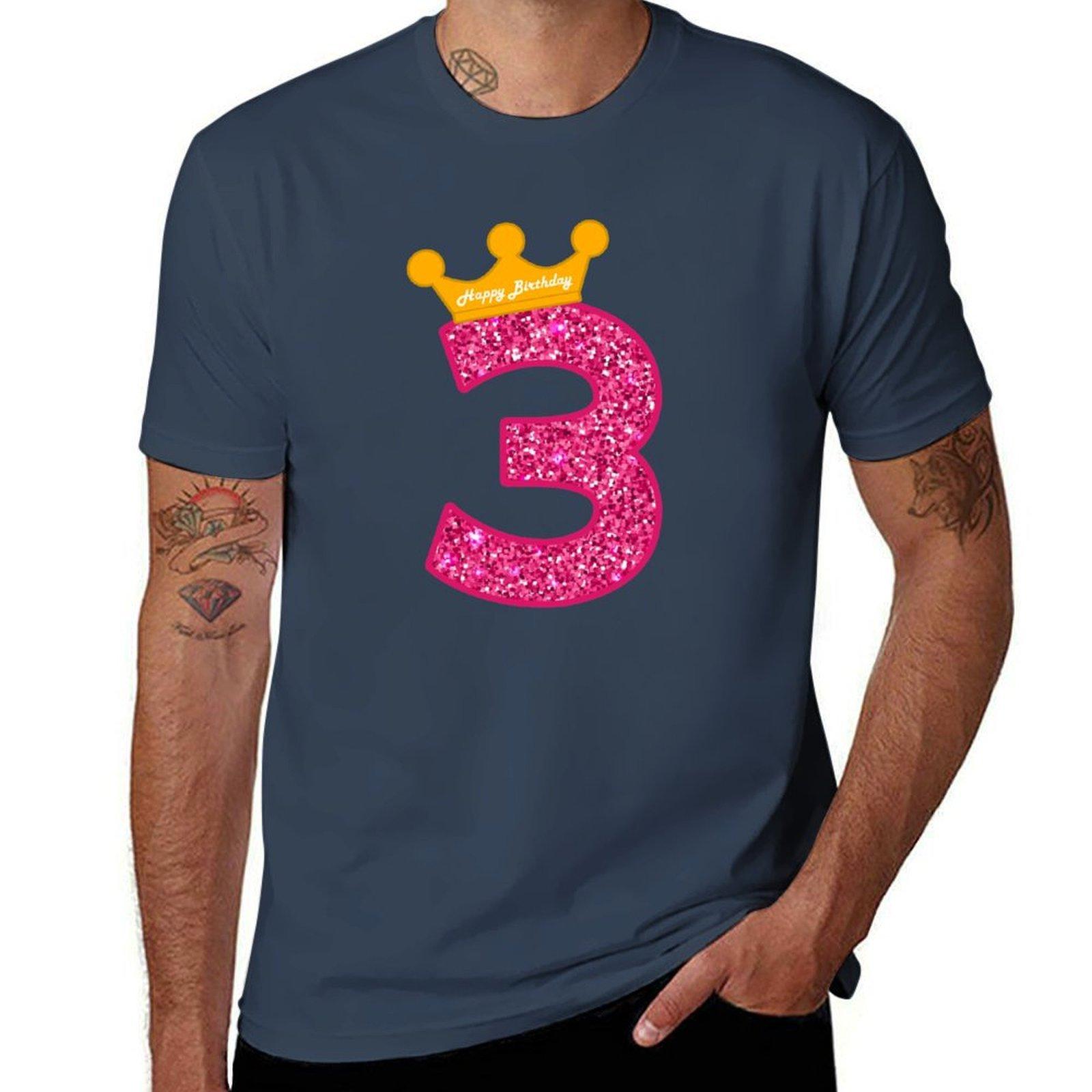 3rd Birthday Girl TShirt Classic Basic Casual TShirt S